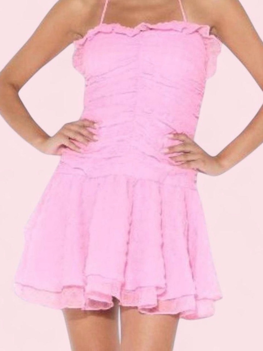 mini ruffle drop waist mini dress